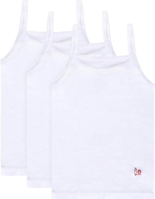 Load image into Gallery viewer, Girls Solid White Snug Fit Tagless Cami Vest - 100% Cotton Super Soft Undershirts (3/Pack)
