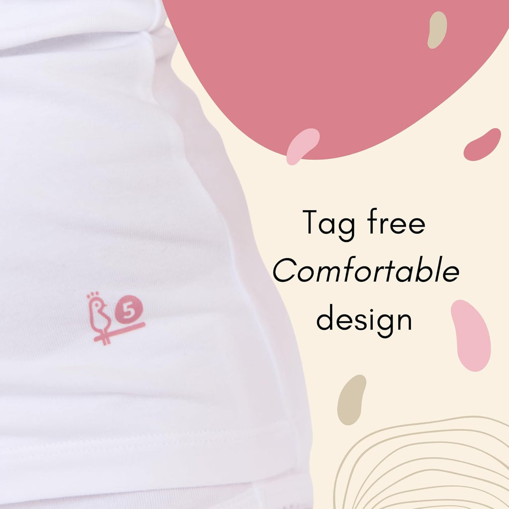 Girls Solid White Snug Fit Tagless Cami Vest - 100% Cotton Super Soft Undershirts (3/Pack)