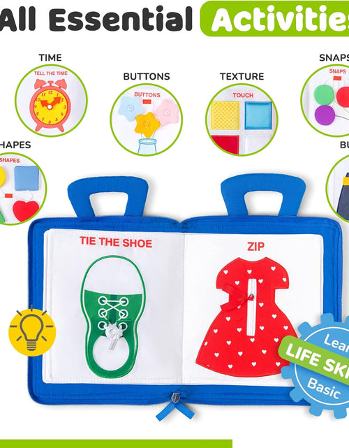 Load image into Gallery viewer, Quiet Book Montessori Toys for 1 2 3 Year Old, Busy Book for Toddlers 1-3 Travel Toy with Preschool Learning Activities, Educational Toy with 9 Sensory Toddler Activities for Boys &amp; Girls
