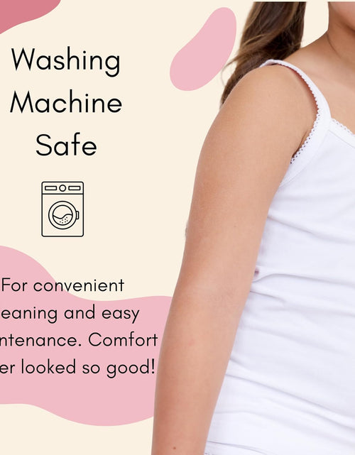 Load image into Gallery viewer, Girls Solid White Snug Fit Tagless Cami Vest - 100% Cotton Super Soft Undershirts (3/Pack)
