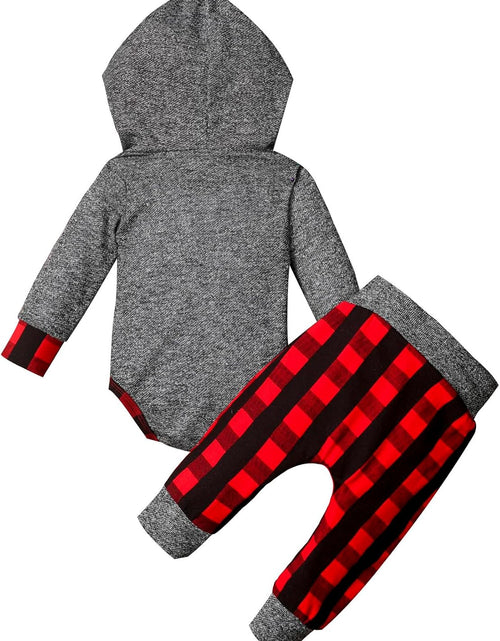 Load image into Gallery viewer, Newborn Baby Boy Clothes Plaid Letter Print Long Sleeve Hoodies + Long Pants 2PCS Fall Winter Outfits Set
