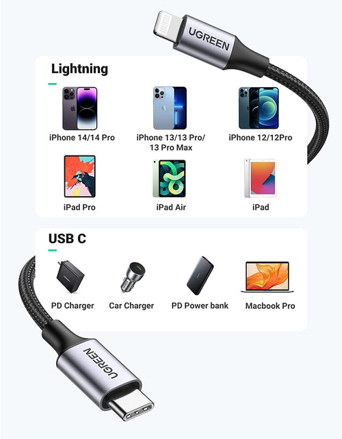 Load image into Gallery viewer, USB C to Lightning Cable 6FT - Mfi Certification Lightning Cable Compatible with Iphone 14/14 Pro/14 Pro Max, Iphone 13/12/11/X/XR/XS/8 Series, Ipad 9, Airpods Pro, and More
