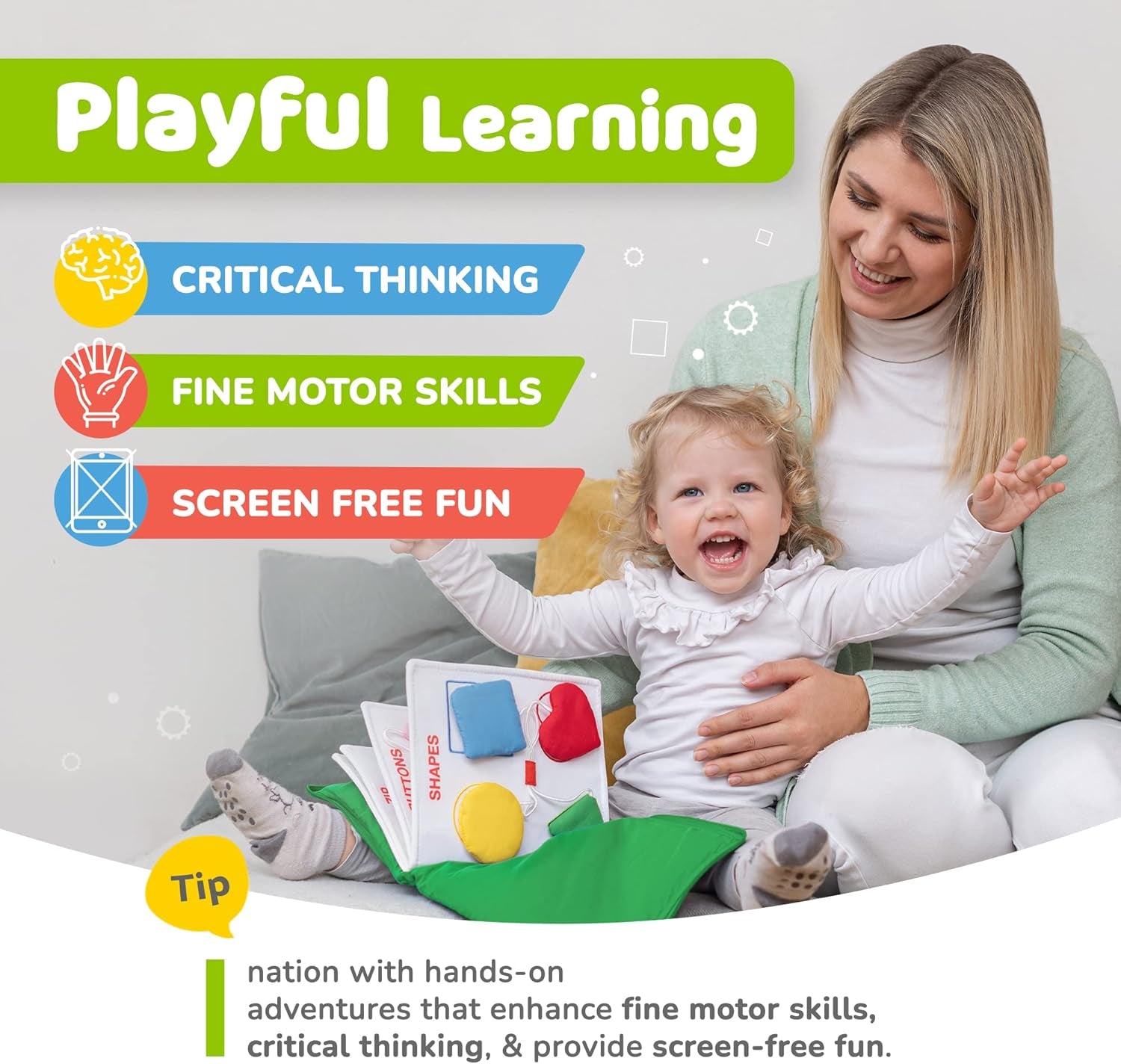 Quiet Book Montessori Toys for 1 2 3 Year Old, Busy Book for Toddlers 1-3 Travel Toy with Preschool Learning Activities, Educational Toy with 9 Sensory Toddler Activities for Boys & Girls