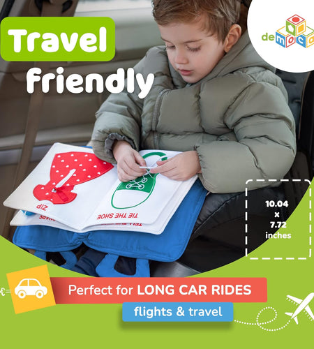 Quiet Book Montessori Toys for 1 2 3 Year Old, Busy Book for Toddlers 1-3 Travel Toy with Preschool Learning Activities, Educational Toy with 9 Sensory Toddler Activities for Boys & Girls