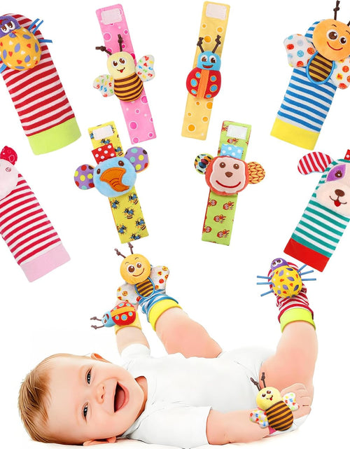 Load image into Gallery viewer, Baby Soft Rattle Toy Foot Finder Socks Wrists Rattles Ankle Leg Feet Hand Arm Bracelet Activity Rattle Baby Shower Present Gift for Neborn Baby Infant Boy Girl Bebe (8 Pcs)

