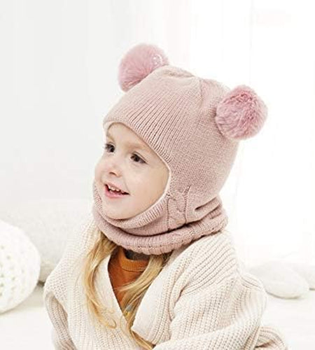 Baby Winter Hat Scarf Set, Unisex Infant Toddler Kids Hat Scarf