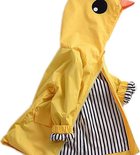 Toddler Baby Boy Girl Duck Rain Jacket Cute Cartoon Yellow Raincoat Hoodie Kids Coat Fall Winter School Outfit